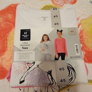 NWT Member's Mark 2 Pack Girls Long Sleeve T-Shirt